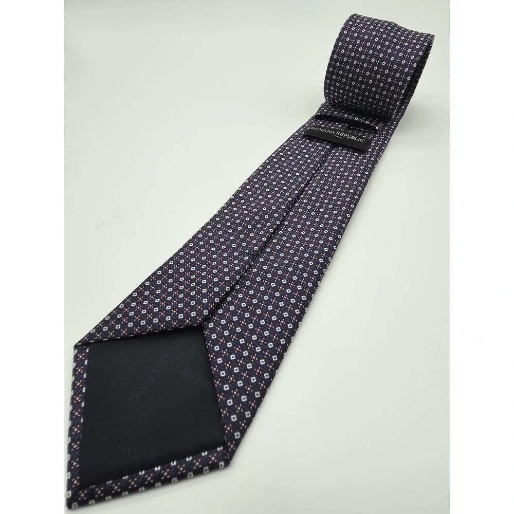 Banana Republic Navy Blue Purple White Geometric Tie 58